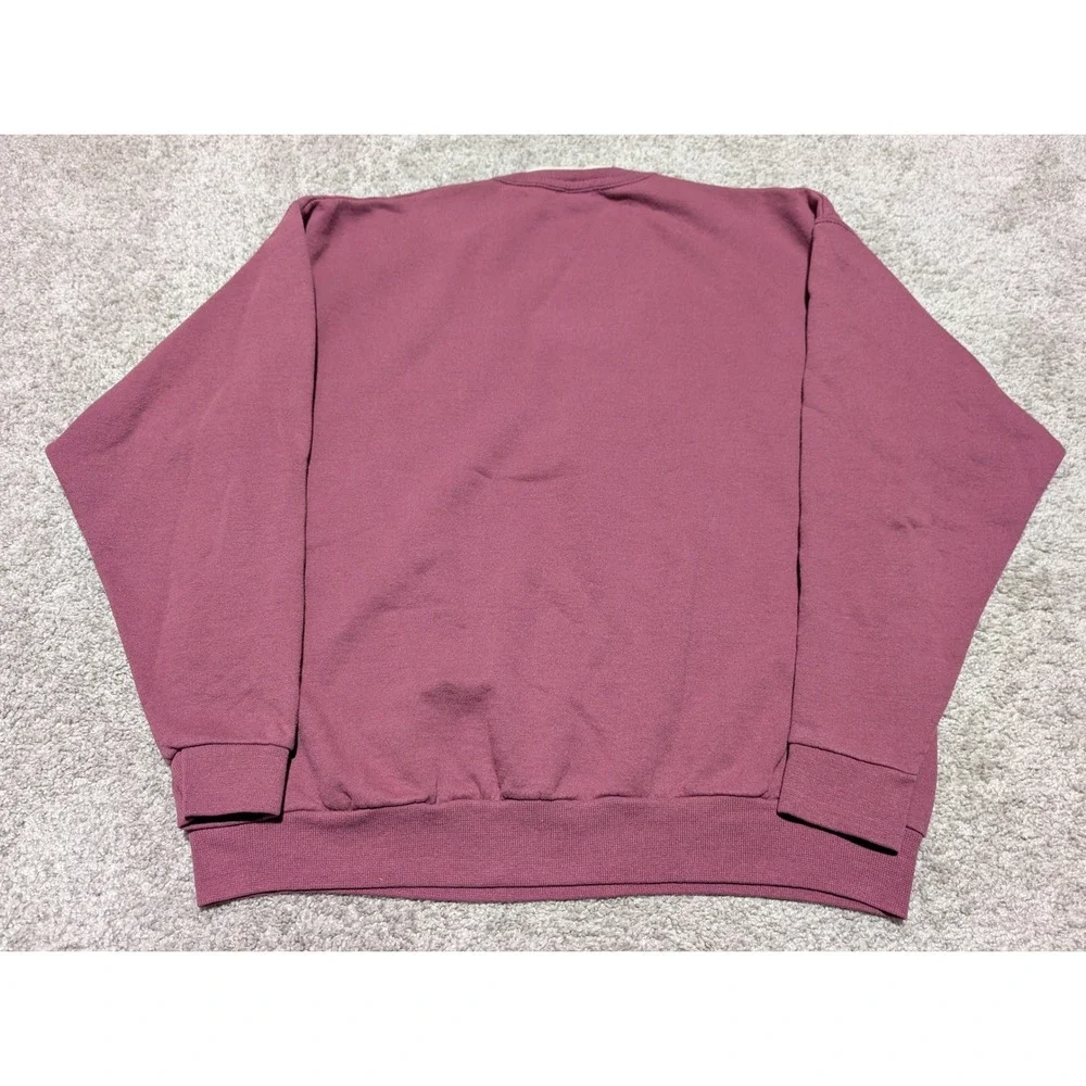 Morning Sun Sweatshirt Women Large Burgundy VTG Fall Leaves Double Collar 90s - Picture 6 of 6